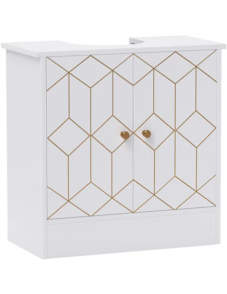 HOMCOM Under Sink Bathroom Cabinet, Under Sink Cabinet with Adjustable Shelf and Open Compartment for Basin with or without Pede