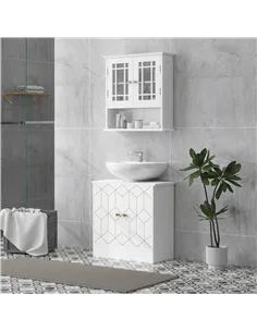 HOMCOM Under Sink Bathroom Cabinet, Under Sink Cabinet with Adjustable Shelf and Open Compartment for Basin with or without Pede 2