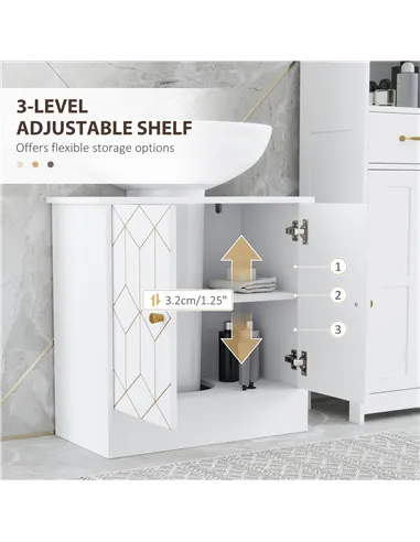 HOMCOM Under Sink Bathroom Cabinet, Under Sink Cabinet with Adjustable Shelf and Open Compartment for Basin with or without Pede