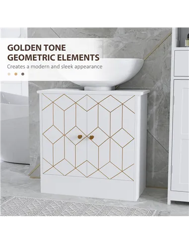 HOMCOM Under Sink Bathroom Cabinet, Under Sink Cabinet with Adjustable Shelf and Open Compartment for Basin with or without Pede