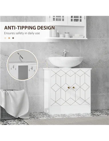 HOMCOM Under Sink Bathroom Cabinet, Under Sink Cabinet with Adjustable Shelf and Open Compartment for Basin with or without Pede