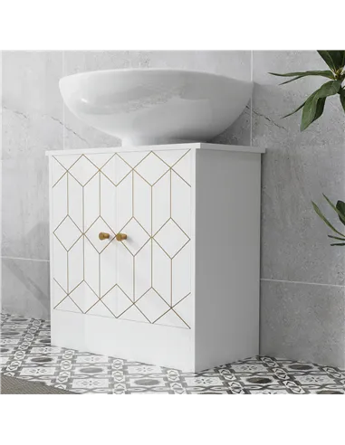 HOMCOM Under Sink Bathroom Cabinet, Under Sink Cabinet with Adjustable Shelf and Open Compartment for Basin with or without Pede