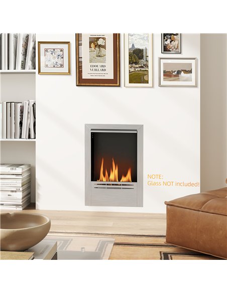 HOMCOM Stainless Steel Ethanol Fireplace Insert, Bioethanol Fire, Indoor Ethanol Burner with 0.9 Litres Volume, Cover Lid, Burns