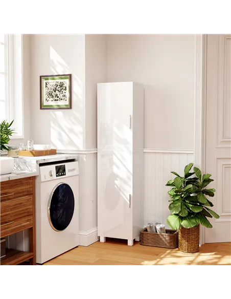 HOMCOM Tall Bathroom Cabinet, Freestanding Bathroom Cabinet with Adjustable Shelves and Double Doors