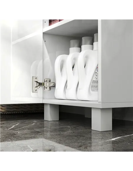 HOMCOM Tall Bathroom Cabinet, Freestanding Bathroom Cabinet with Adjustable Shelves and Double Doors