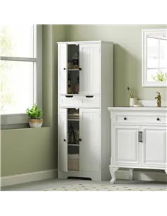HOMCOM Tall Bathroom Storage Cabinet - White 2
