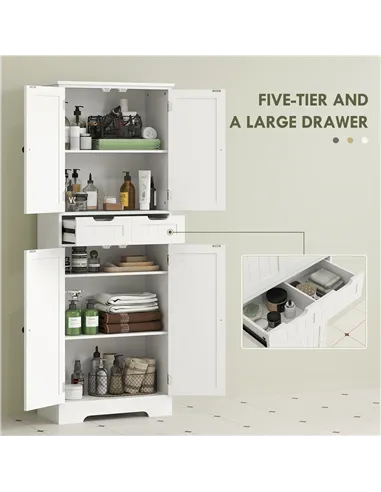 HOMCOM Tall Bathroom Storage Cabinet - White