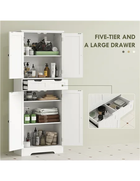 HOMCOM Tall Bathroom Storage Cabinet - White