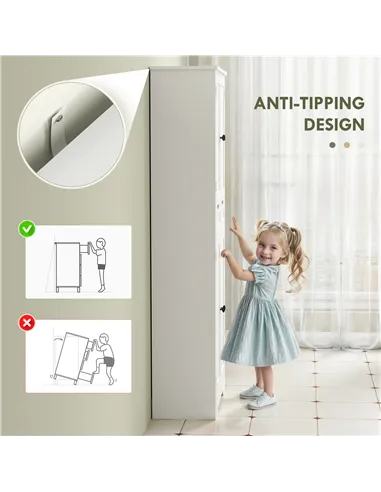 HOMCOM Tall Bathroom Storage Cabinet - White