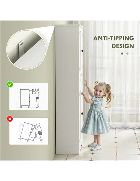 HOMCOM Tall Bathroom Storage Cabinet - White