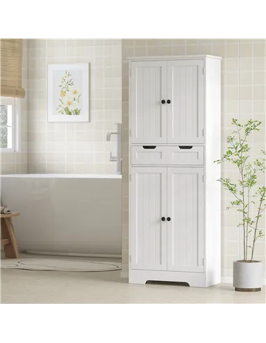 HOMCOM Tall Bathroom Storage Cabinet - White