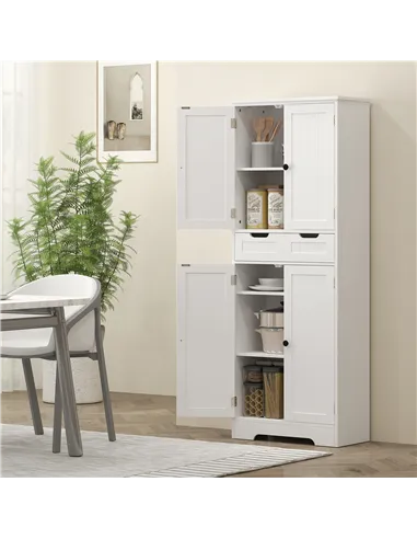 HOMCOM Tall Bathroom Storage Cabinet - White
