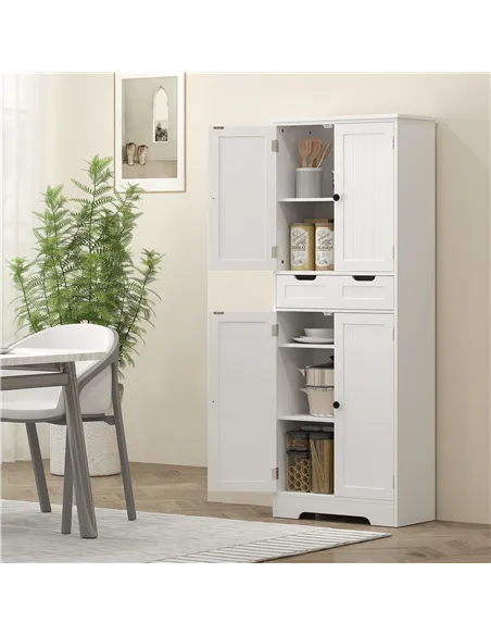 HOMCOM Tall Bathroom Storage Cabinet - White
