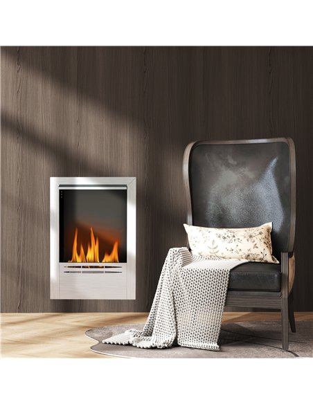 HOMCOM Stainless Steel Ethanol Fireplace Insert, Bioethanol Fire, Indoor Ethanol Burner with 0.9 Litres Volume, Cover Lid, Burns