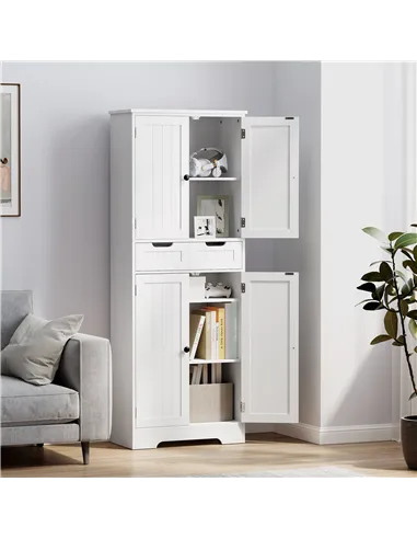 HOMCOM Tall Bathroom Storage Cabinet - White