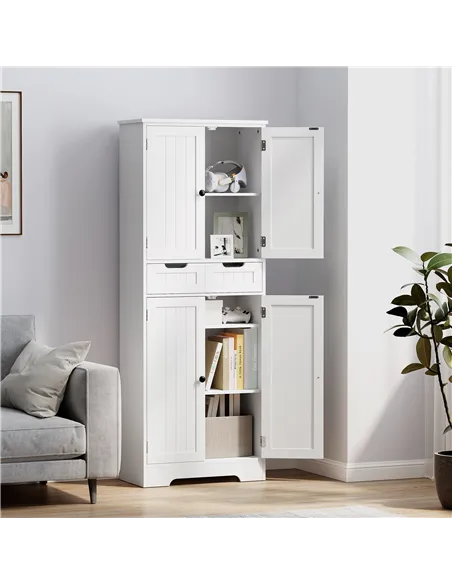 HOMCOM Tall Bathroom Storage Cabinet - White