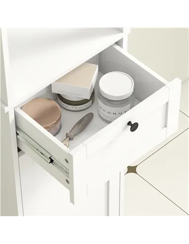 HOMCOM Tall Bathroom Cabinet, with Laundry Basket - White