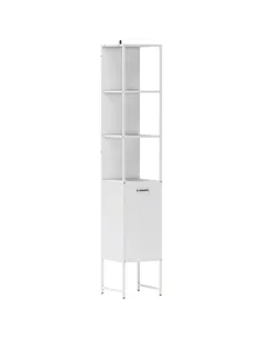 HOMCOM Tall Bathroom Cabinet with Open Shelves and Adjustable Shelf - White