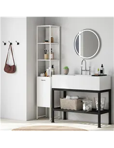HOMCOM Tall Bathroom Cabinet with Open Shelves and Adjustable Shelf - White 2