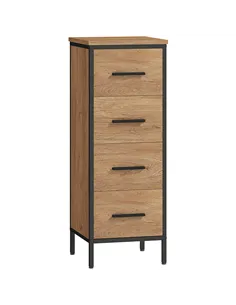 HOMCOM Narrow Bathroom Storage Cabinet with 4 Drawers - Oak