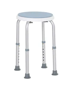 HOMCOM 360° Swivel Shower Chair, Height Adjustable Aluminium Shower Stool with Non-Slip Feet for Disabled, Elderly, Blue