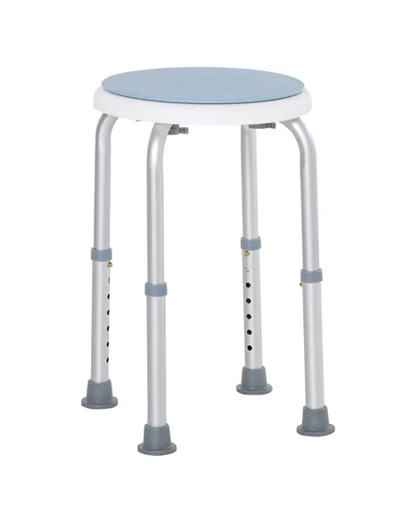 HOMCOM 360° Swivel Shower Chair, Height Adjustable Aluminium Shower Stool with Non-Slip Feet for Disabled, Elderly, Blue