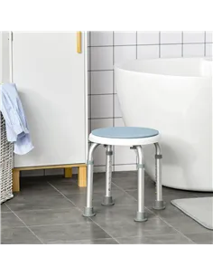 HOMCOM 360° Swivel Shower Chair, Height Adjustable Aluminium Shower Stool with Non-Slip Feet for Disabled, Elderly, Blue 2