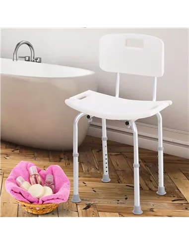 HOMCOM Bath Chair Shower Stool Safety Seat Bathroom Adjustable Positions Elderly Aids