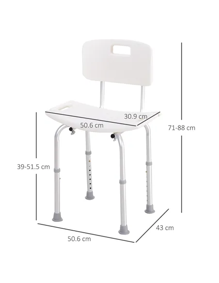 HOMCOM Bath Chair Shower Stool Safety Seat Bathroom Adjustable Positions Elderly Aids