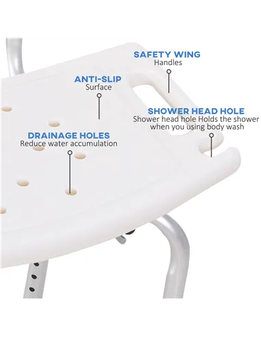 HOMCOM Bath Chair Shower Stool Safety Seat Bathroom Adjustable Positions Elderly Aids