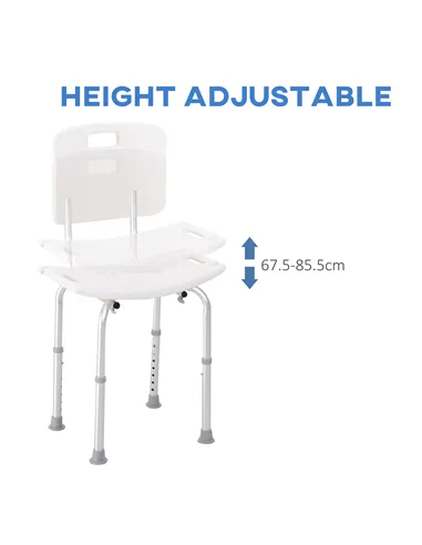 HOMCOM Bath Chair Shower Stool Safety Seat Bathroom Adjustable Positions Elderly Aids