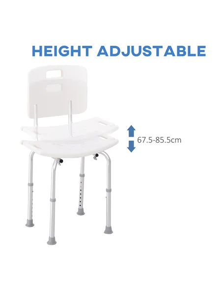 HOMCOM Bath Chair Shower Stool Safety Seat Bathroom Adjustable Positions Elderly Aids