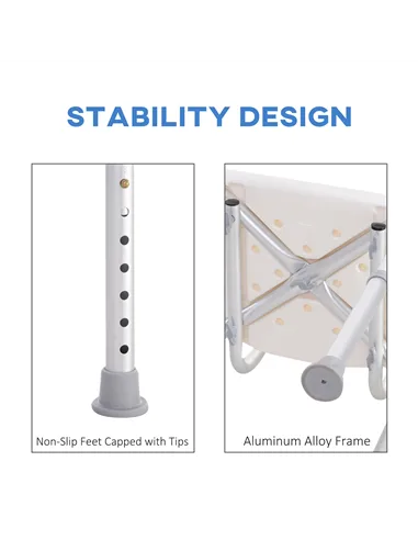 HOMCOM Bath Chair Shower Stool Safety Seat Bathroom Adjustable Positions Elderly Aids