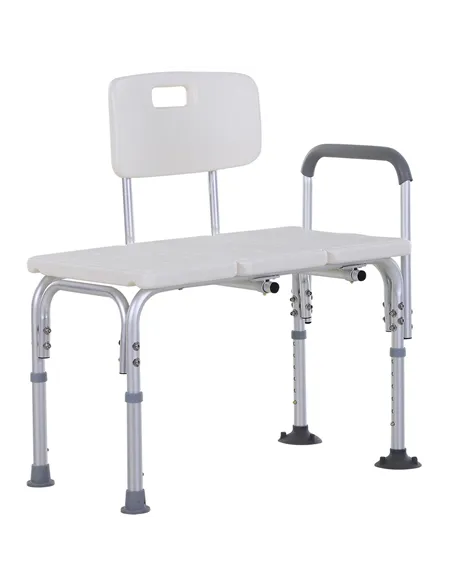 HOMCOM Height Adjustable Shower Chair, Non Slip Bath Transfer Bench for Elderly, Disabled with Armrest and Backrest, 300 lbs Cap