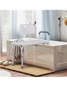 HOMCOM Height Adjustable Shower Chair, Non Slip Bath Transfer Bench for Elderly, Disabled with Armrest and Backrest, 300 lbs Cap 2