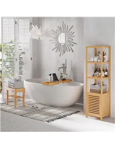 HOMCOM Extendable Bamboo Bathtub Shelf Rack Bath Caddy Tray Bathroom Storage 2