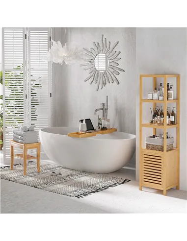 HOMCOM Extendable Bamboo Bathtub Shelf Rack Bath Caddy Tray Bathroom Storage