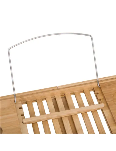 HOMCOM Extendable Bamboo Bathtub Shelf Rack Bath Caddy Tray Bathroom Storage