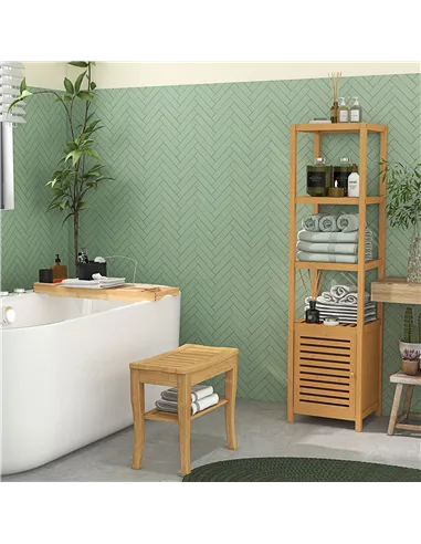 HOMCOM Extendable Bamboo Bathtub Shelf Rack Bath Caddy Tray Bathroom Storage