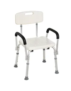 HOMCOM Adjustable Shower Chair, Shower Seat, Portable Medical Stool with Adjustable Back and Armrest for Mobility