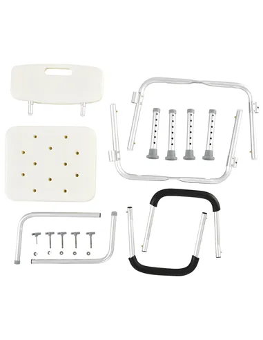 HOMCOM Adjustable Shower Chair, Shower Seat, Portable Medical Stool with Adjustable Back and Armrest for Mobility