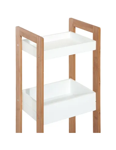 HOMCOM 3-Tier Bathroom Rack Storage Shelf Bamboo Organiser Shower Tower for Narrow Place