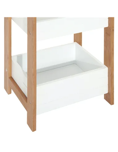 HOMCOM 3-Tier Bathroom Rack Storage Shelf Bamboo Organiser Shower Tower for Narrow Place