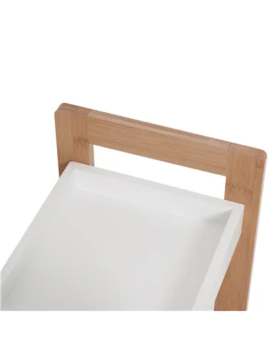 HOMCOM 3-Tier Bathroom Rack Storage Shelf Bamboo Organiser Shower Tower for Narrow Place