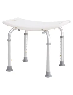 HOMCOM Height Adjustable Bath Stool, Aluminium Shower Stool with Non-Slip Pads for Elderly, Disabled, Seniors, Pregnant, White