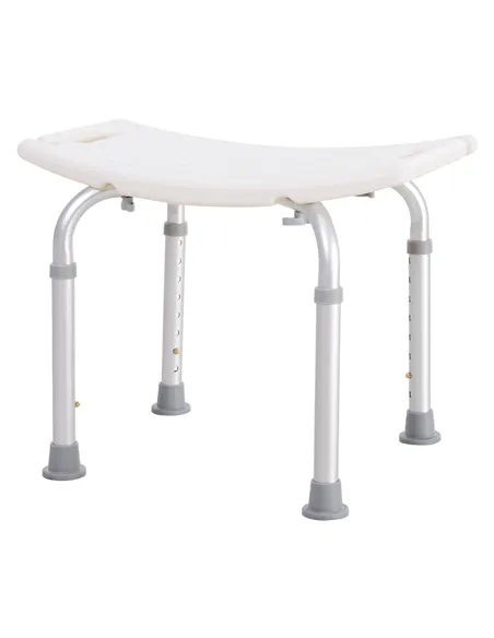 HOMCOM Height Adjustable Bath Stool, Aluminium Shower Stool with Non-Slip Pads for Elderly, Disabled, Seniors, Pregnant, White