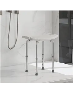 HOMCOM Height Adjustable Bath Stool, Aluminium Shower Stool with Non-Slip Pads for Elderly, Disabled, Seniors, Pregnant, White 2