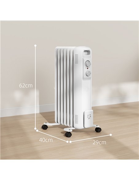 HOMCOM 1.5kW Seven Fin Oil-Filled Radiator - White