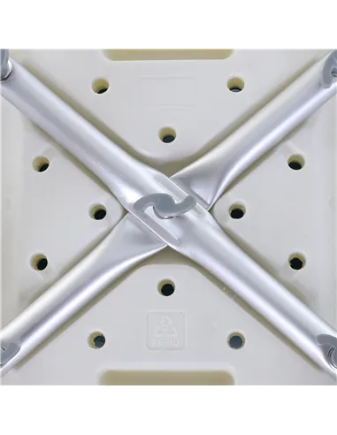 HOMCOM 6-Level Height Adjustable Aluminium Bath Room Stool Chair Shower Non-Slip Design w/ Padded Seat Drainage Holes Foot Pad, 