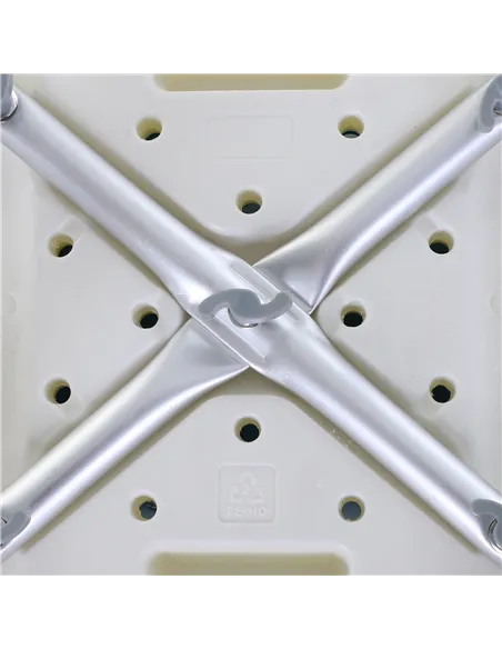 HOMCOM 6-Level Height Adjustable Aluminium Bath Room Stool Chair Shower Non-Slip Design w/ Padded Seat Drainage Holes Foot Pad, 